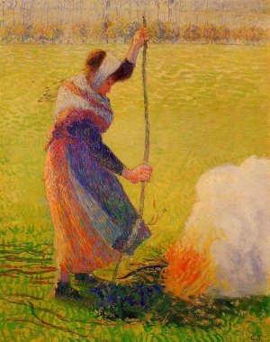 Woman Burning Wood by Camille Pissarro Oil Painting