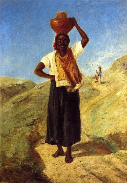 Main Product Photo of Woman Carrying a Pitcher on Her Head Painting by Camille Pissarro