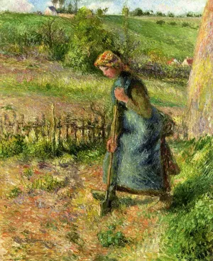 Woman Digging by Camille Pissarro - Oil Painting Reproduction