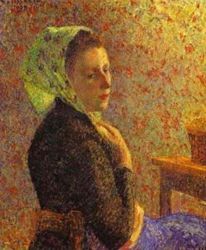 Woman with a Green Scarf by Camille Pissarro Oil Painting