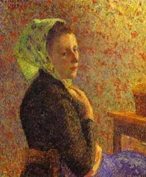 Woman with a Green Scarf Oil painting by Camille Pissarro