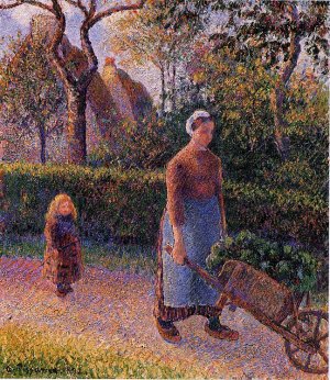 Woman with a Wheelbarrow by Camille Pissarro Oil Painting