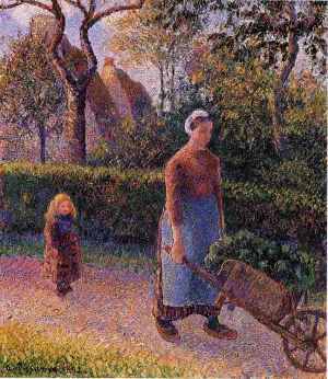 Woman with a Wheelbarrow Oil painting by Camille Pissarro