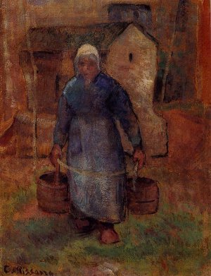 Woman with Buckets Oil painting by Camille Pissarro