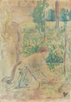 Woman Working in a Garden by Camille Pissarro Oil Painting