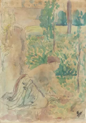 Woman Working in a Garden by Camille Pissarro Oil Painting