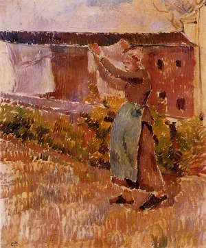 Women Tending the Laundry Study by Camille Pissarro Oil Painting
