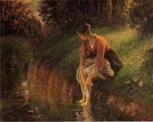 Young Woman Bathing Her Feet also known as The Foot Bath by Camille Pissarro Oil Painting