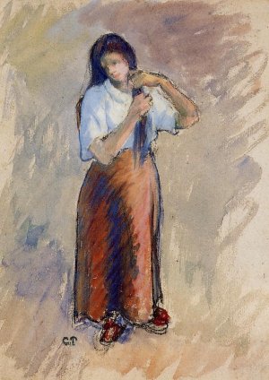 Young Woman Knotting Her Hair by Camille Pissarro Oil Painting