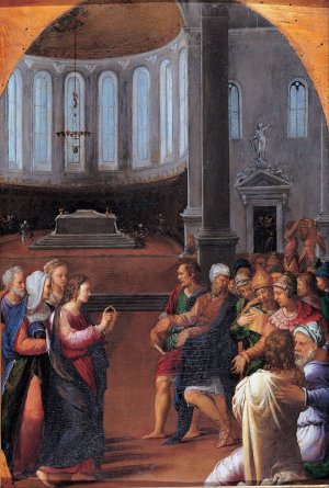 Christ among the doctors Oil painting by Camillo Filippi