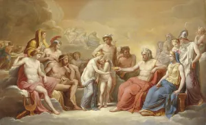 Amore E Psiche Al Cospetto Degli Dei by Vincenzo Camuccini Oil Painting
