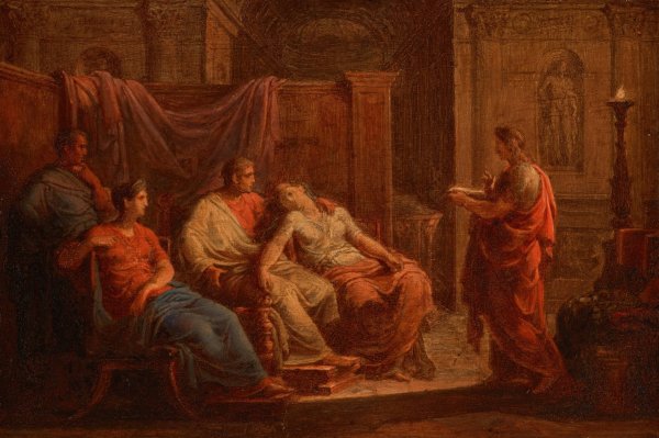 Virgil Reading the Aeneid to the Family of Augustus by Vincenzo Camuccini - Hand-Painted Oil Painting Reproduction