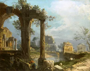 A Caprice View with Ruins painting by Canaletto