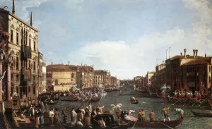 A Regatta on the Grand Canal by Canaletto - Oil Painting Reproduction