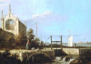 A Sluice on a River with a Chapel