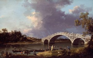 A View of Walton Bridge by Canaletto Oil Painting