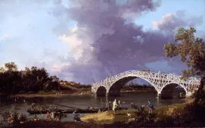 A View of Walton Bridge by Canaletto - Oil Painting Reproduction