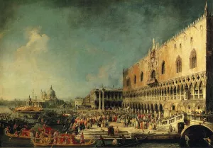 Arrival of the French Ambassador at the Doge's Palace by Canaletto Oil Painting