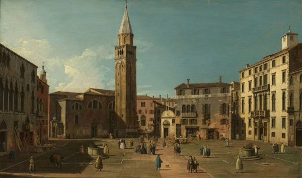 Campo Sant'Angelo, Venice  by Canaletto - Hand-Painted Oil Painting Reproduction