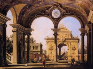 Capriccio of a Renaissance Triumphal Arch seen from the Portico of a Palace