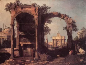 Capriccio: Ruins and Classic Buildings painting by Canaletto