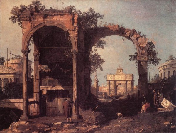Main Product Photo of Capriccio: Ruins and Classic Buildings Painting by Canaletto