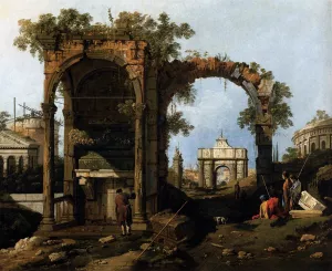 Capriccio with Classical Ruins and Buildings by Canaletto - Oil Painting Reproduction