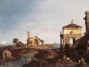 Capriccio with Venetian Motifs by Canaletto Oil Painting
