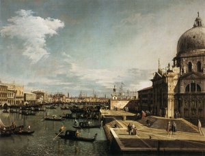 Entrance to the Grand Canal and the Church of La Salute by Canaletto Oil Painting