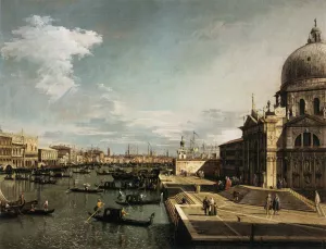 Entrance to the Grand Canal and the Church of La Salute by Canaletto - Oil Painting Reproduction