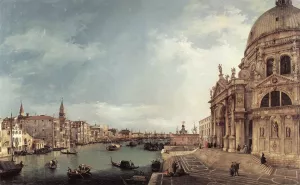 Entrance to the Grand Canal: Looking East by Canaletto - Oil Painting Reproduction