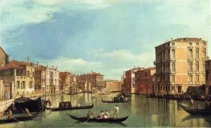 Grand Canal Between the Palazzo Bembo and the Palazzo Vendramin Oil Painting by Canaletto - Best Seller