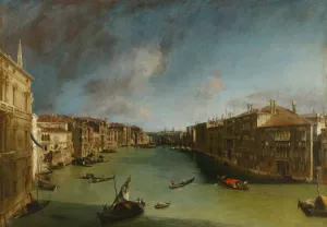 Grand Canal from Palazzo Balbi towards the Rialto by Canaletto Oil Painting