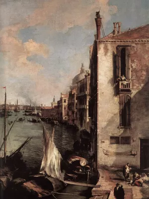 Grand Canal, Looking East from the Campo San Vio Detail by Canaletto - Oil Painting Reproduction