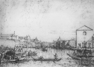 Grand Canal: Looking North-East from Santa Croce to San Geremia Oil painting by Canaletto