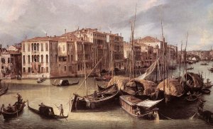 Grand Canal: Looking North-East toward the Rialto Bridge Detail Oil painting by Canaletto