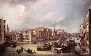 Grand Canal: Looking North-East toward the Rialto Bridge Oil painting by Canaletto