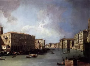 Grand Canal: Looking North from Near the Rialto Bridge by Canaletto - Oil Painting Reproduction