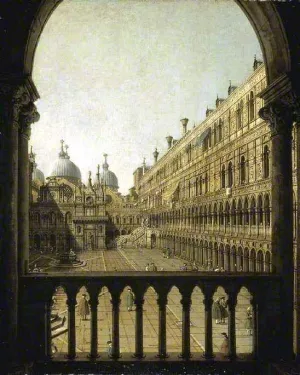 Interior Court of the Doge's Palace, Venice by Canaletto Oil Painting