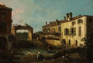 Lock near Dolo Oil painting by Canaletto