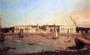 London: Greenwich Hospital from the North Bank of the Thames by Canaletto Oil Painting