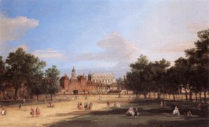 London: the Old Horse Guards and Banqueting Hall, from St James's Park Oil painting by Canaletto