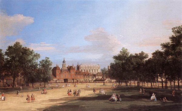 London: the Old Horse Guards and Banqueting Hall, from St James's Park by Canaletto - Hand-Painted Oil Painting Reproduction