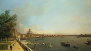 London- The Thames from Somerset House Terrace towards the City by Canaletto Oil Painting