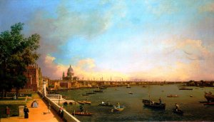 London: The Thames from Somerset House Terrace towards the City by Canaletto Oil Painting