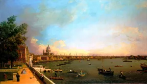 London: The Thames from Somerset House Terrace towards the City by Canaletto Oil Painting