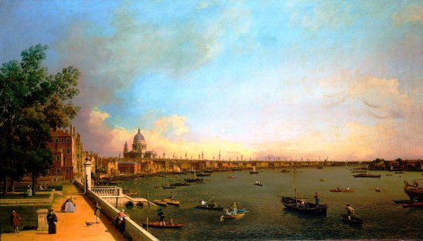 London: The Thames from Somerset House Terrace towards the City by Canaletto - Hand-Painted Oil Painting Reproduction