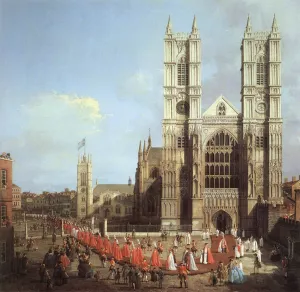 London: Westminster Abbey, with a Procession of Knights of the Bath by Canaletto Oil Painting