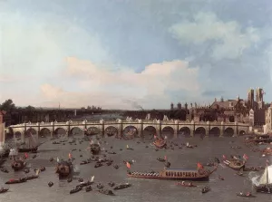 London: Westminster Bridge from the North on Lord Mayor's Day by Canaletto Oil Painting
