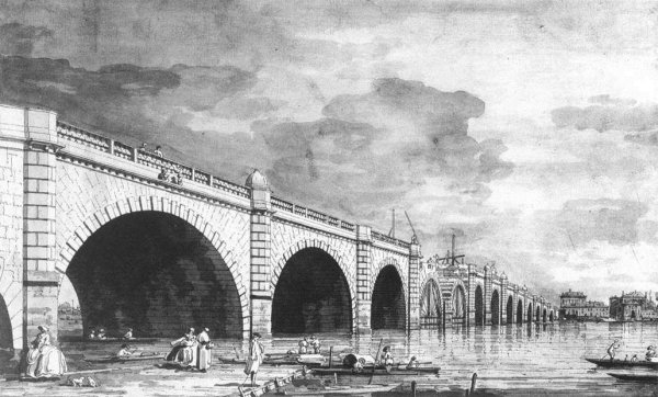 London: Westminster Bridge under Repair by Canaletto - Hand-Painted Oil Painting Reproduction
